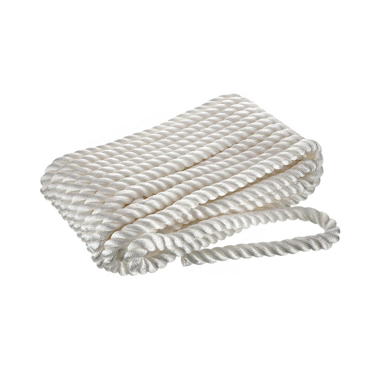 3-Strand Twisted Nylon Dock Line, White, 3/4in x 50ft