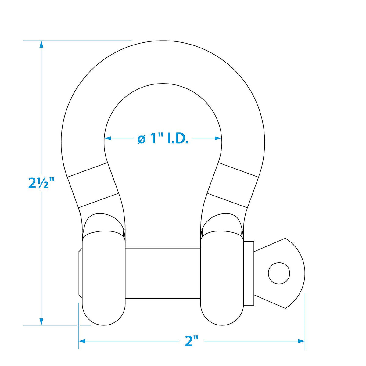 Galvanized Anchor Shackle, 3/8in, 2/PK
