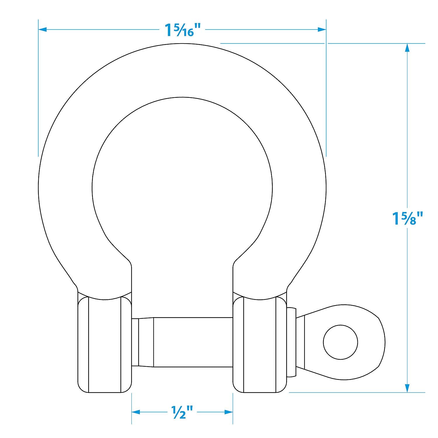 Stainless Steel Anchor Shackle, 1/4in