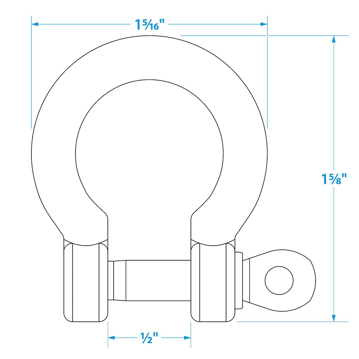 Stainless Steel Anchor Shackle, 1/4in