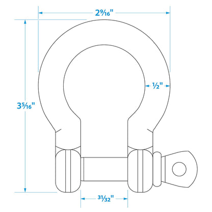 Stainless Steel Anchor Shackle, 1/2in