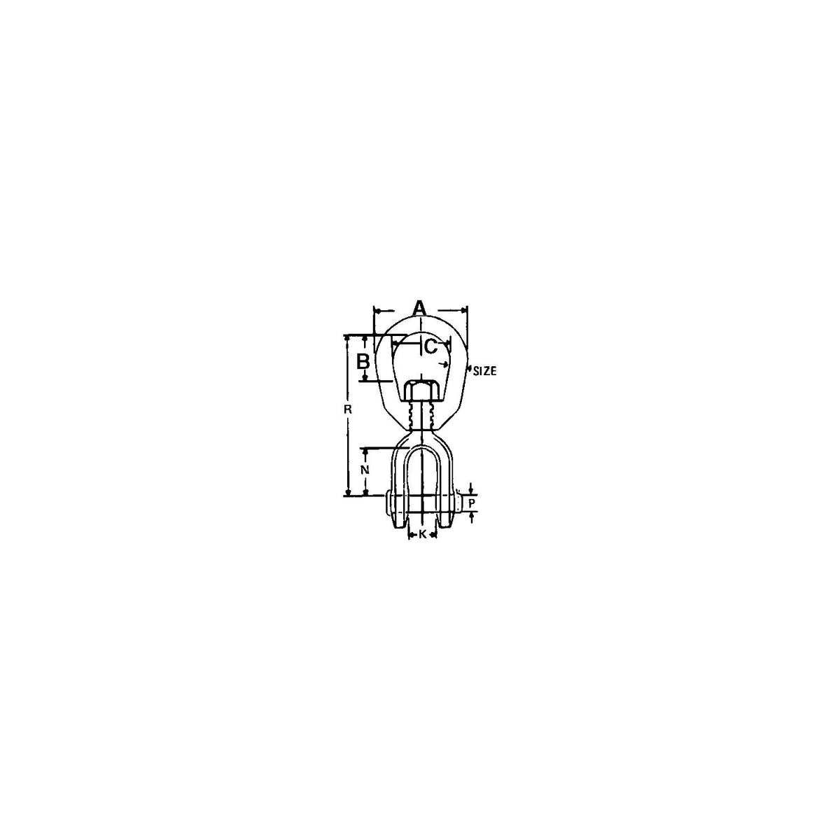 Jaw & Eye Swivel, Hot Dip Galvanized, 1/4in