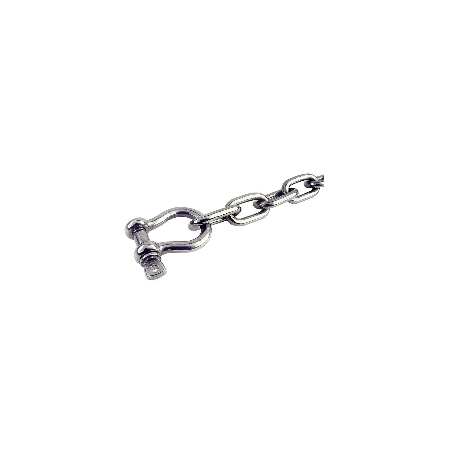 Stainless Steel Anchor Lead Chain, 3/16in x 4ft, 1/4in Shackle