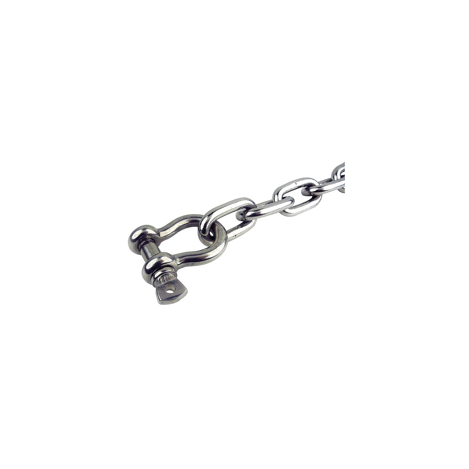 Stainless Steel Anchor Lead Chain, 1/4in x 4ft, 5/16in Shackle