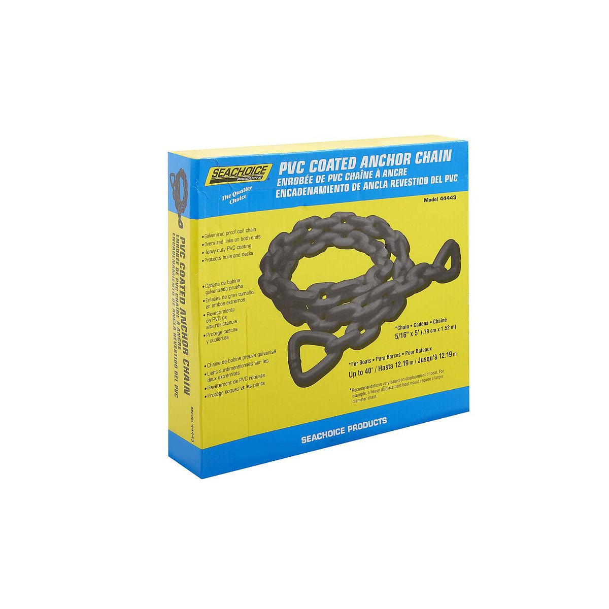Black PVC Coated Galvanized Anchor Lead Chain, 5/16in x 5ft