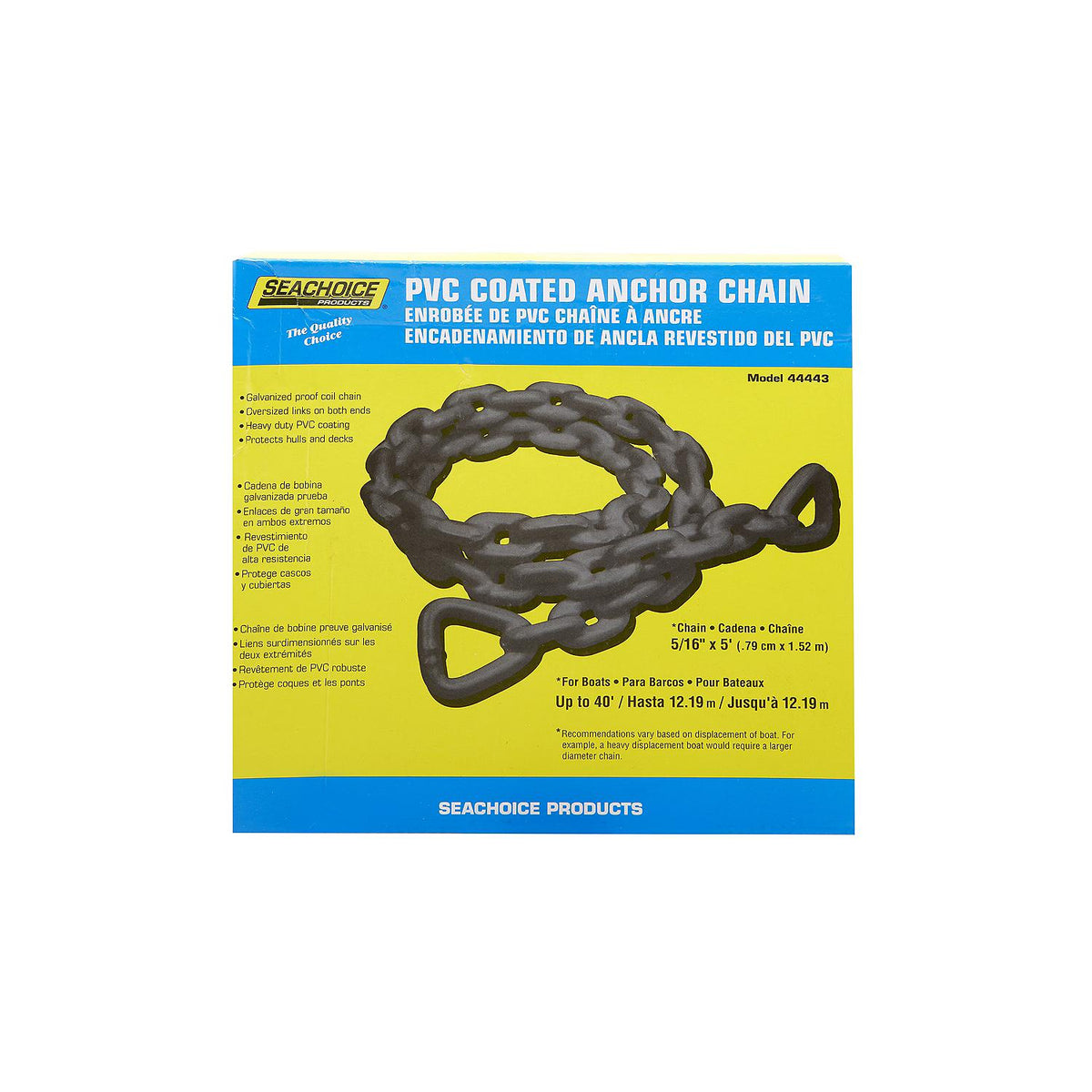 Black PVC Coated Galvanized Anchor Lead Chain, 5/16in x 5ft