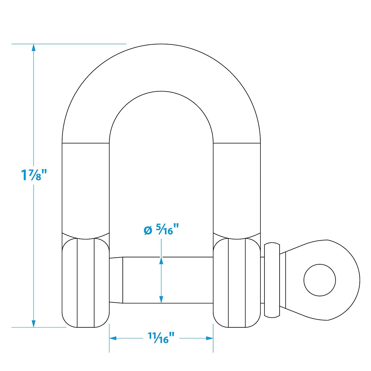 Stainless Steel inDin Anchor Shackle, 5/16in