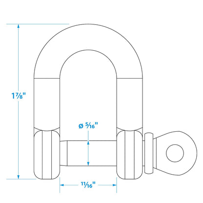 Stainless Steel inDin Anchor Shackle, 5/16in