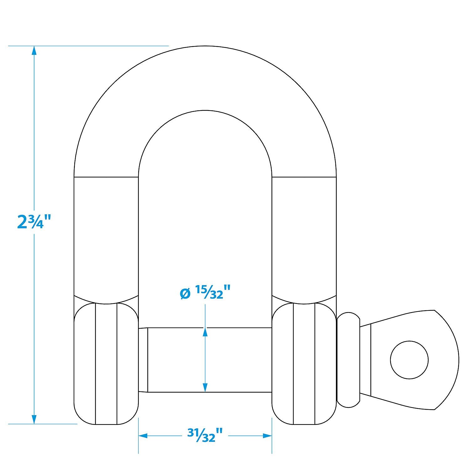 Stainless Steel inDin Anchor Shackle, 1/2in