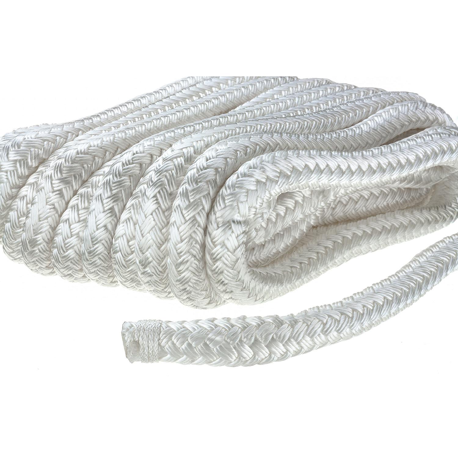 Double Braid Nylon Dock Line, White, 5/8in x 30ft