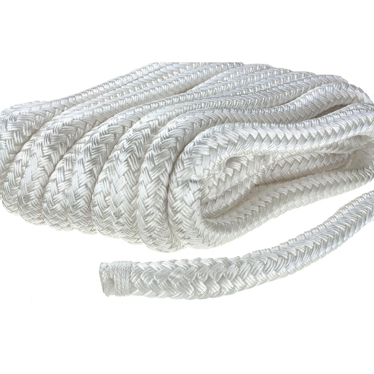 Double Braid Nylon Dock Line, White, 5/8in x 30ft