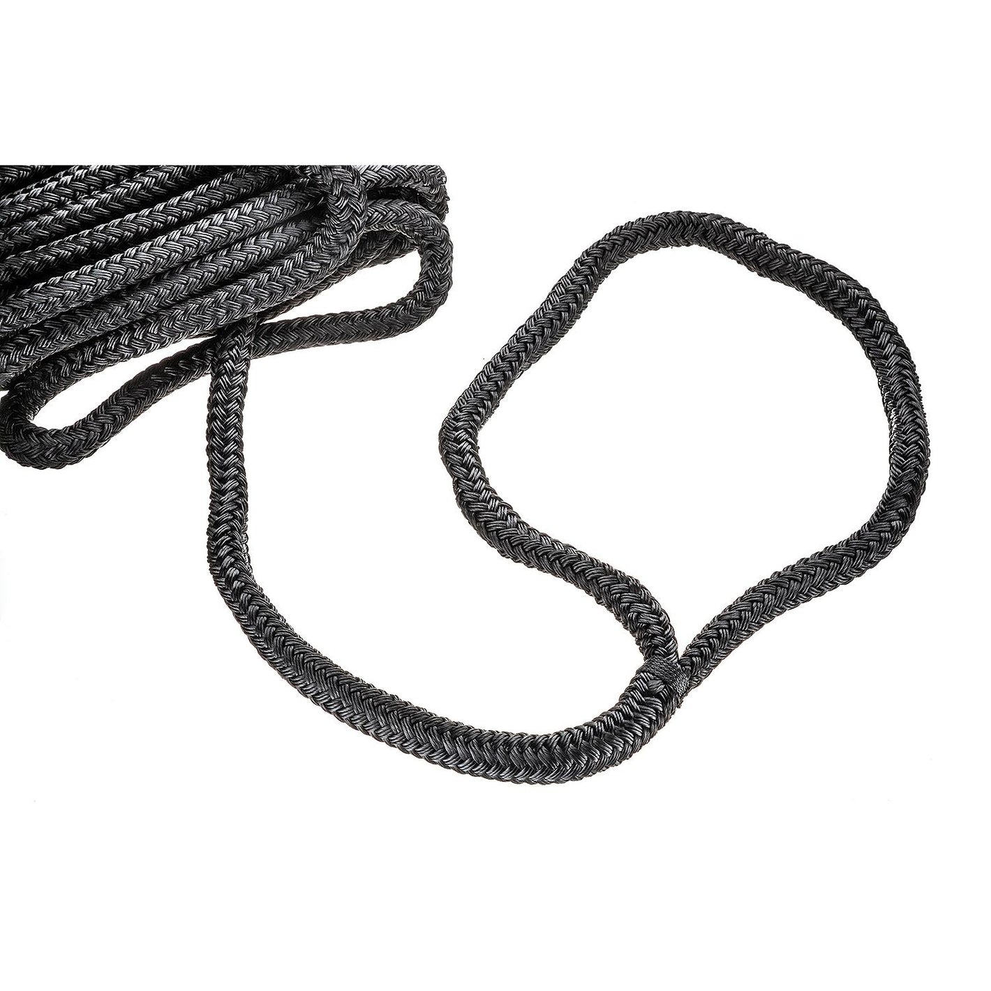 Double Braid Nylon Dock Line, Black, 5/8in x 30ft