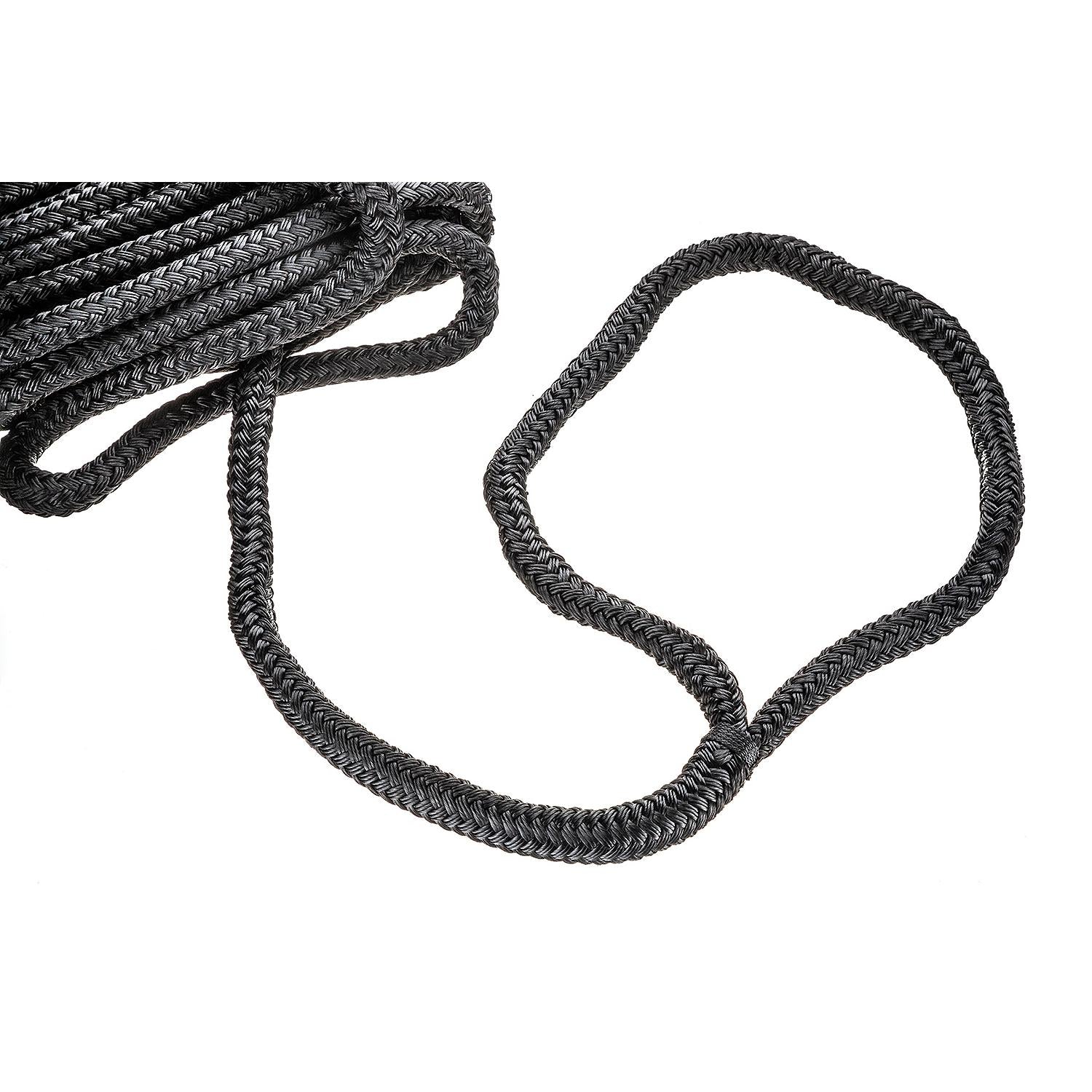Double Braid Nylon Dock Line, Black, 5/8in x 30ft