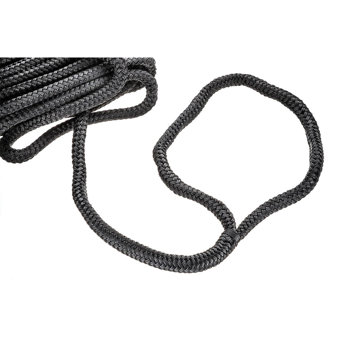 Double Braid Nylon Dock Line, Black, 5/8in x 30ft