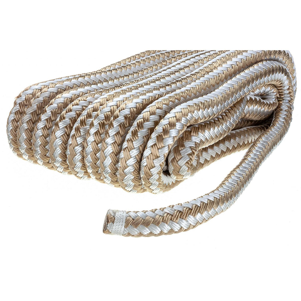 Double Braid Nylon Dock Line, Gold/ White, 5/8in x 30ft