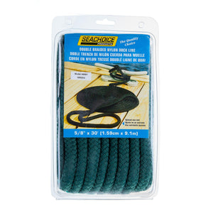 Double Braid Nylon Dock Line, Forest Green, 5/8in x 30ft