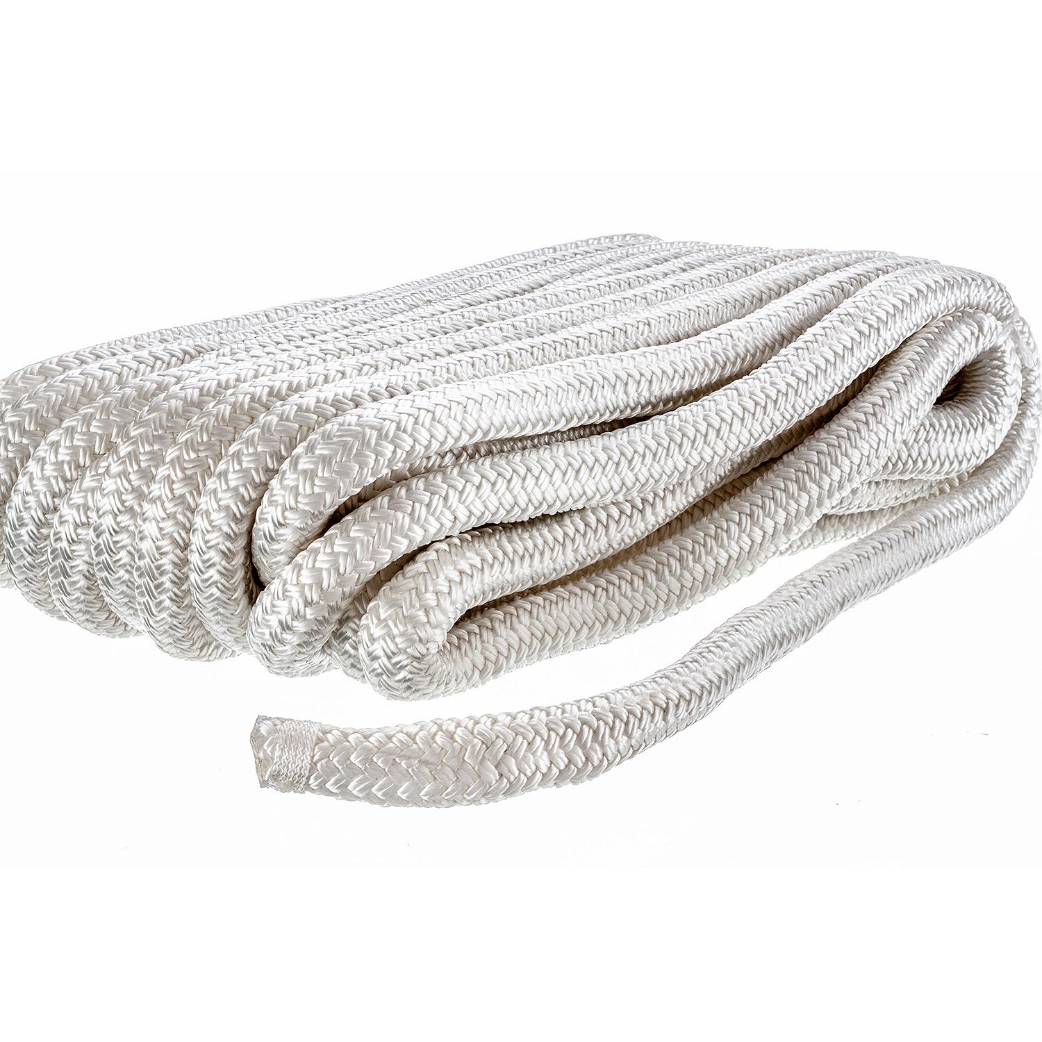 Double Braid Nylon Dock Line, White, 3/4in x 50ft