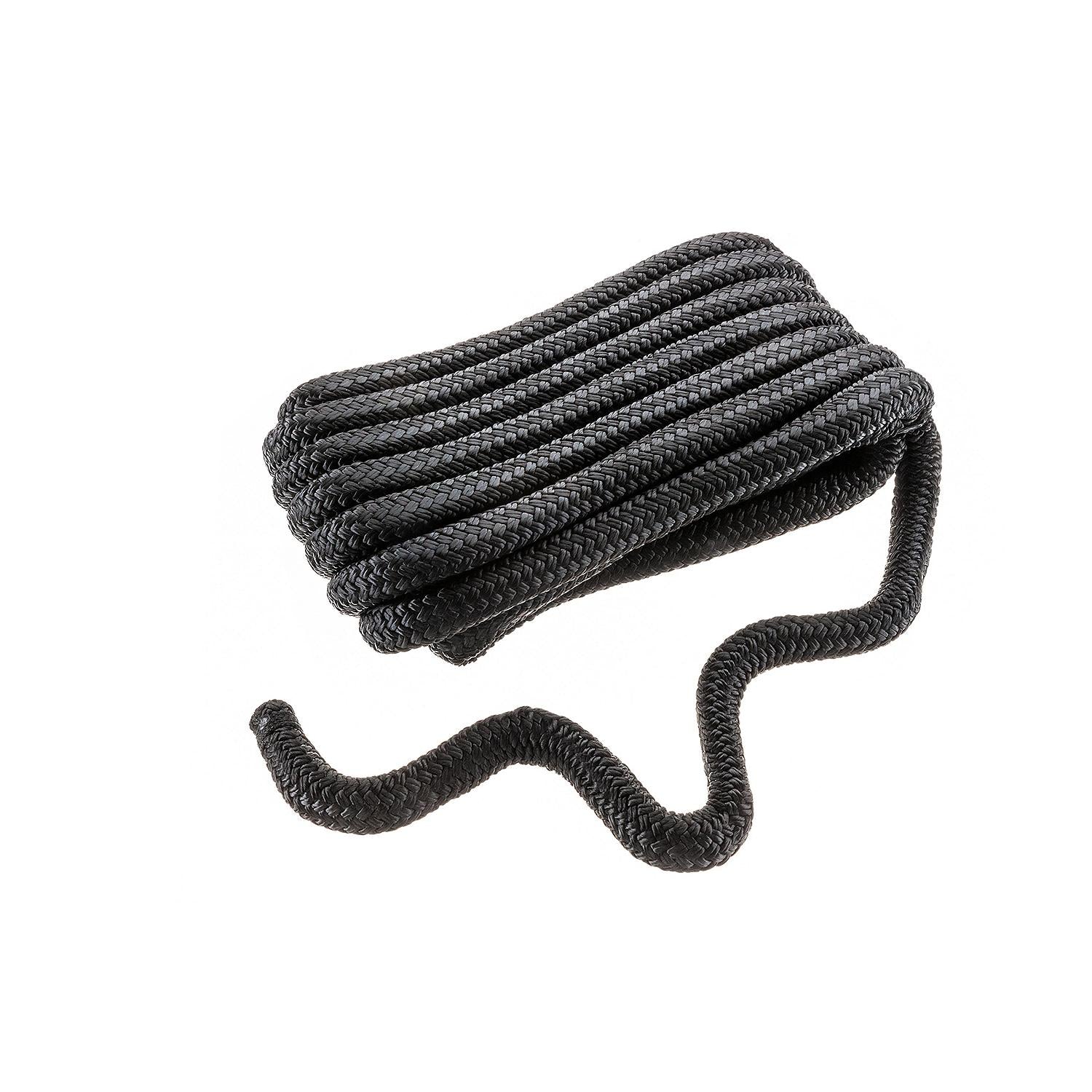 Double Braid Nylon Dock Line, Black,  3/4in x 25ft