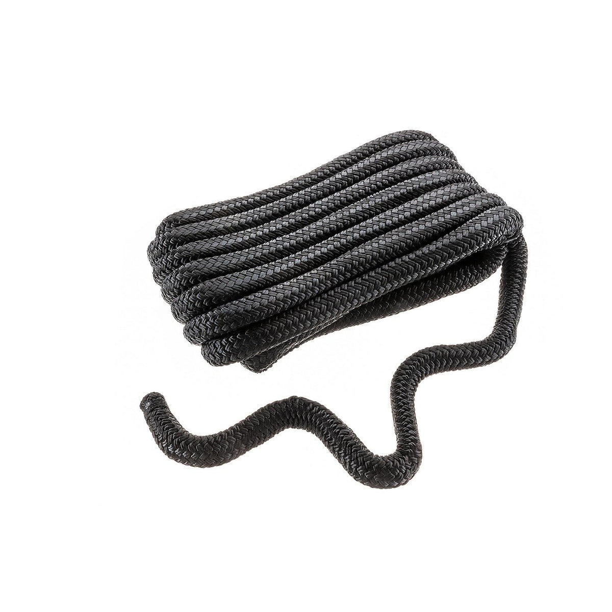 Double Braid Nylon Dock Line, Black,  3/4in x 25ft