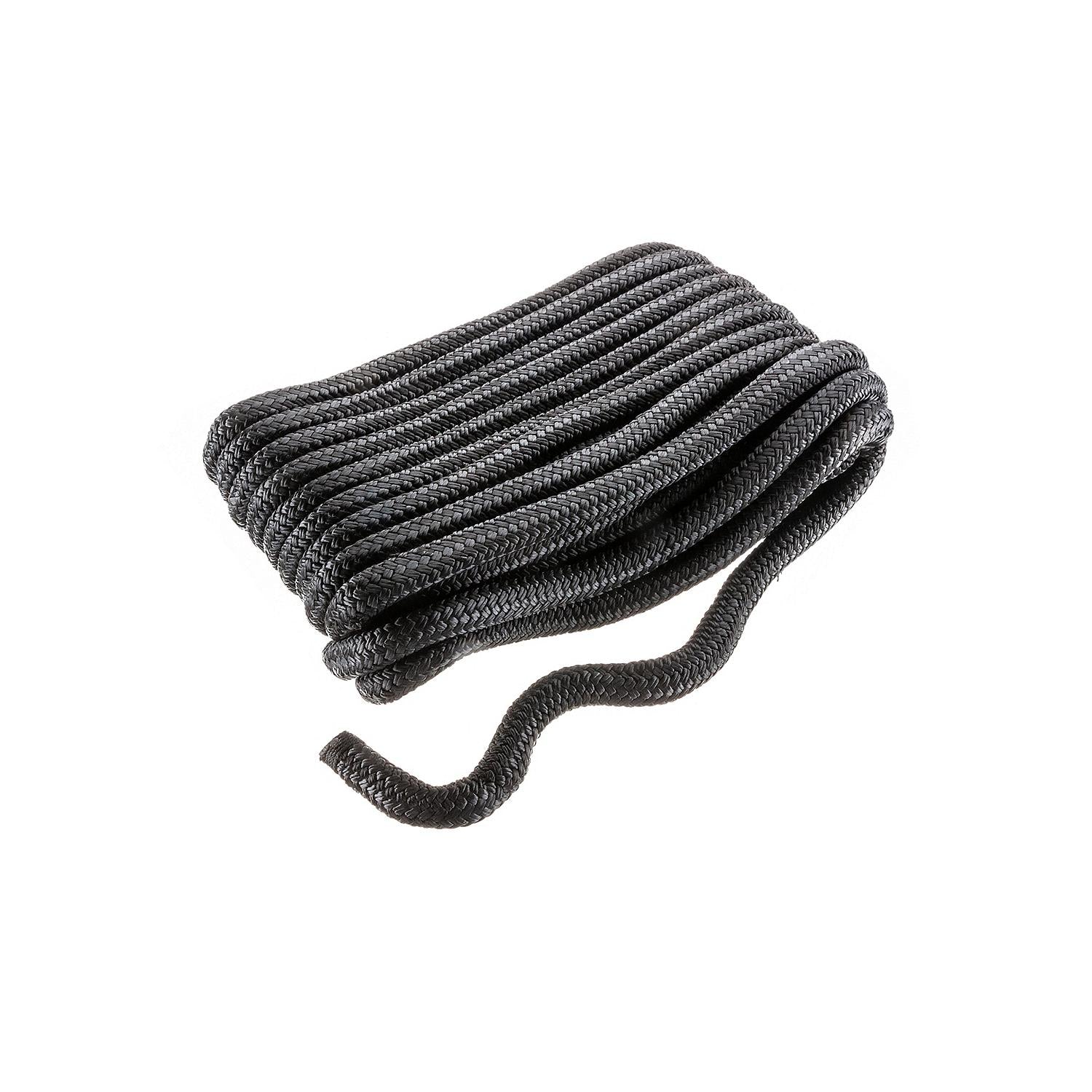 Double Braid Nylon Dock Line, Black, 3/4in x 50ft