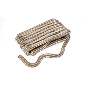 Double Braid Nylon Dock Line, Gold/ White,  3/4in x 25ft