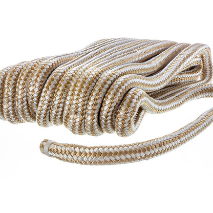 Double Braid Nylon Dock Line, Gold/ White, 3/4in x 50ft