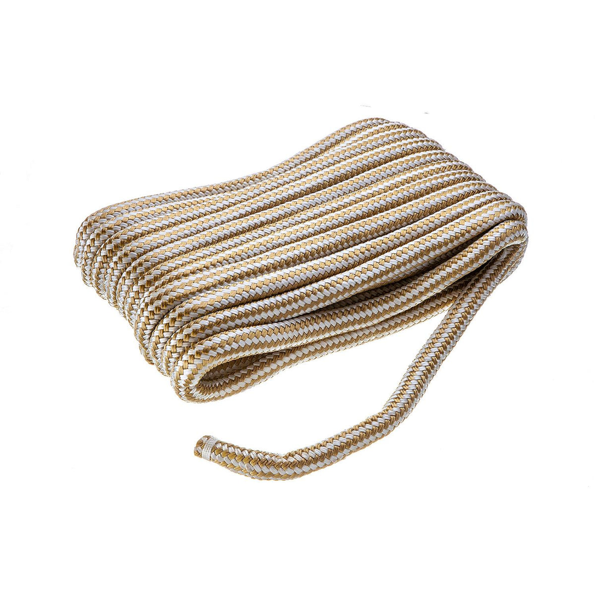 Double Braid Nylon Dock Line, Gold/ White, 3/4in x 50ft