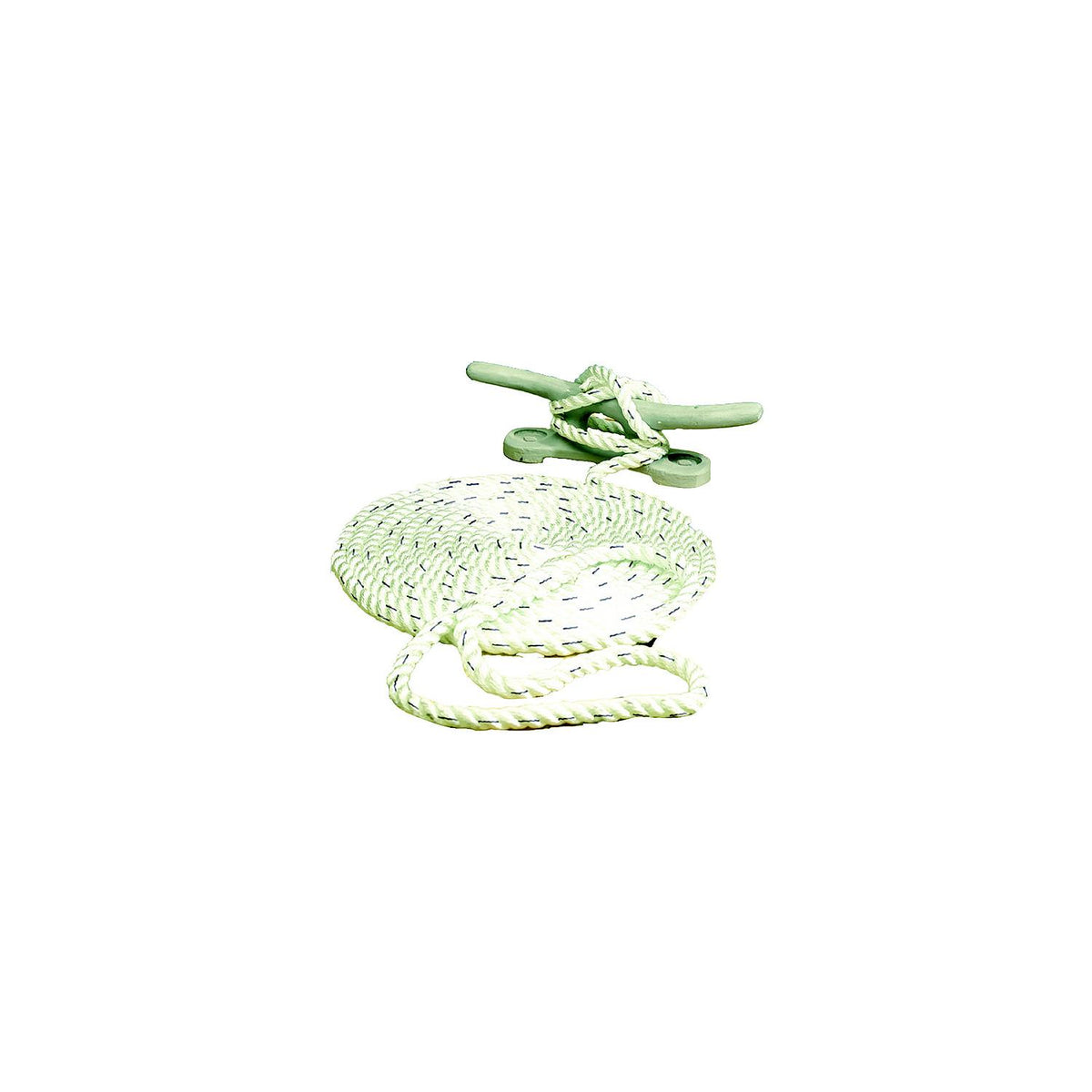 Premium 3-Strand Twisted Nylon Dock Line, White w/ Blue Tracer, 3/8in x 10ft