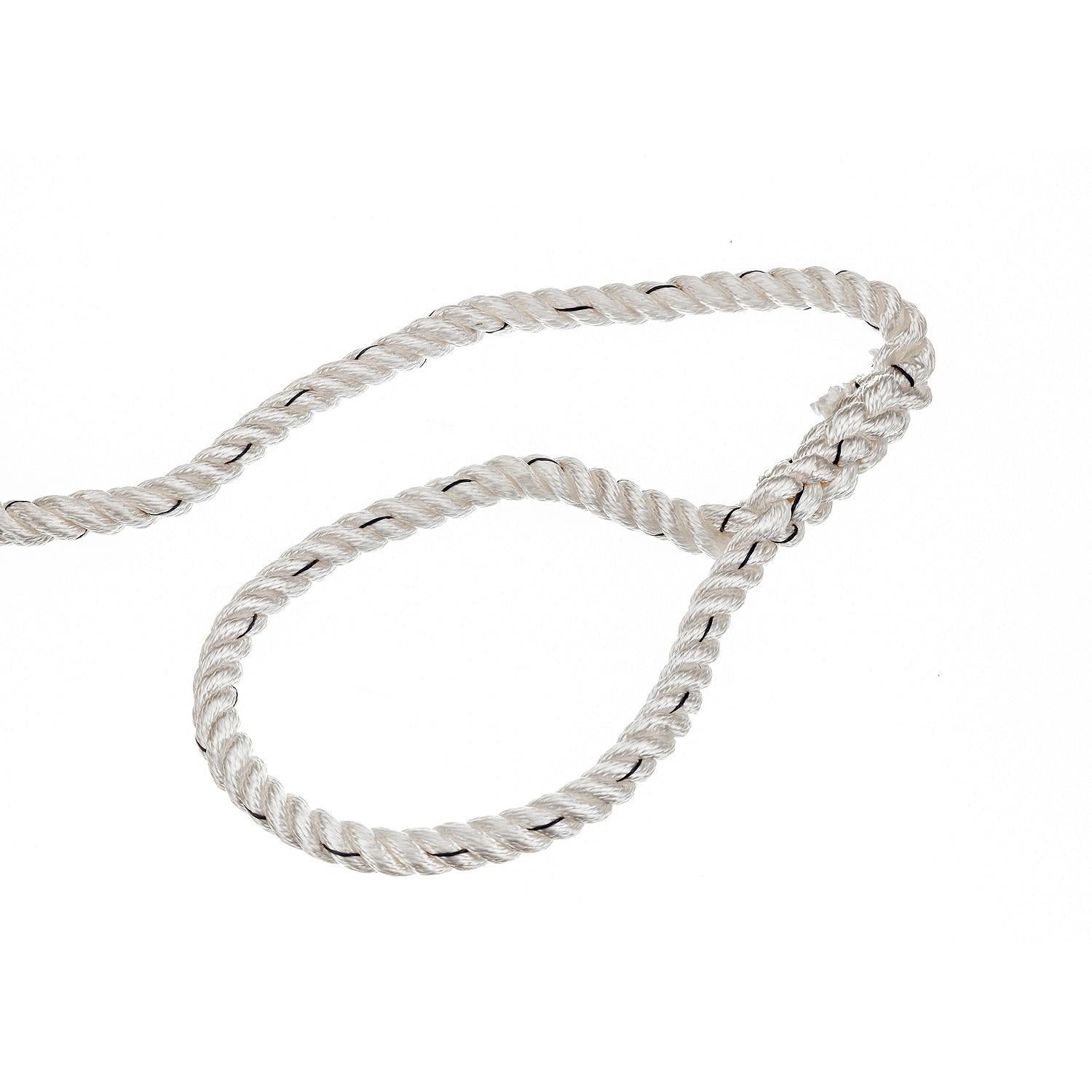 Premium 3-Strand Twisted Nylon Dock Line, White w/ Blue Tracer, 5/8in x 35ft