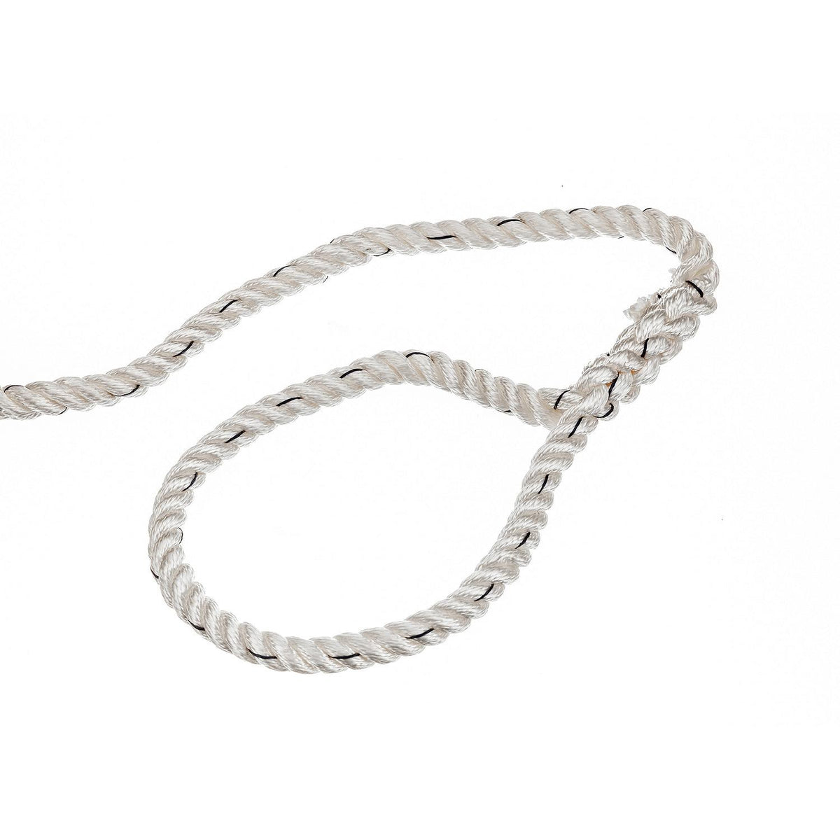 Premium 3-Strand Twisted Nylon Dock Line, White w/ Blue Tracer, 5/8in x 35ft