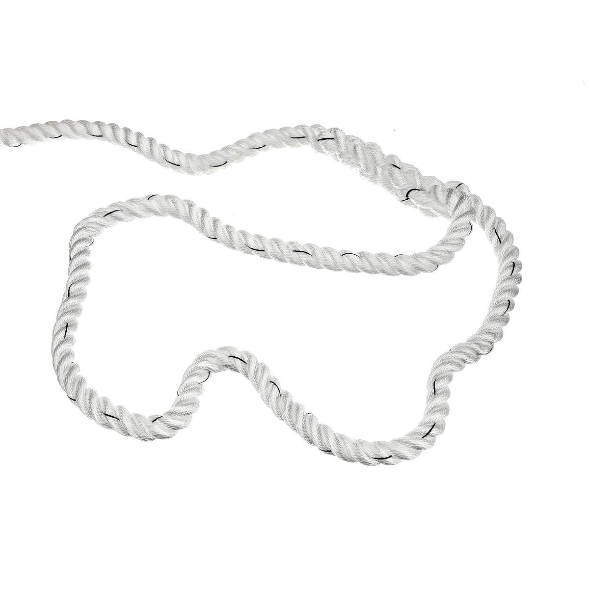 Premium 3 Strand Twisted Nylon Dock Line, White w/ Blue Tracer, 3/4in x 25ft
