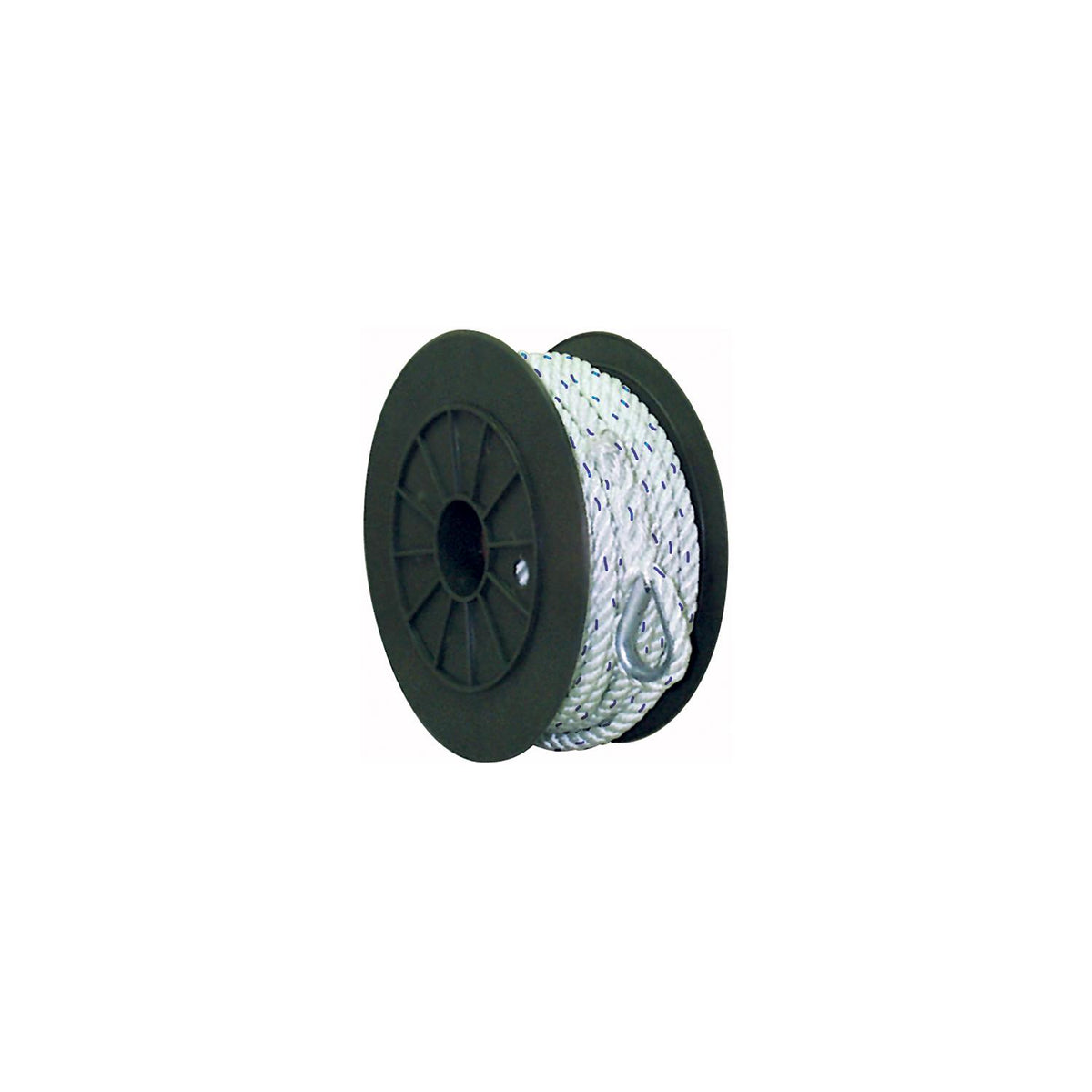 Premium 3-Strand Twisted Nylon Anchor Line, White w/ Blue Tracer, 1/2in x 150ft