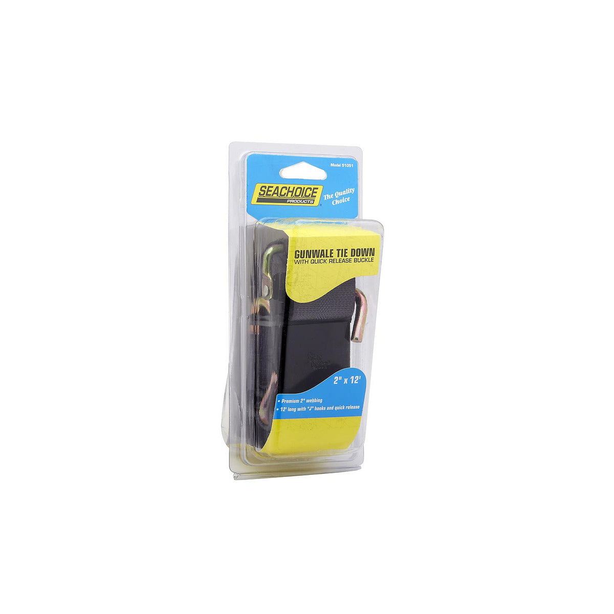 Premium Gunwale Trailer Tie Down Strap, Black, 2in x 12ft