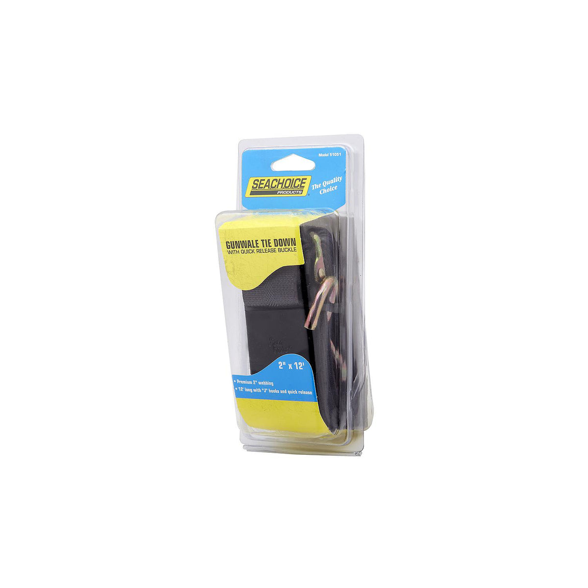 Premium Gunwale Trailer Tie Down Strap, Black, 2in x 12ft