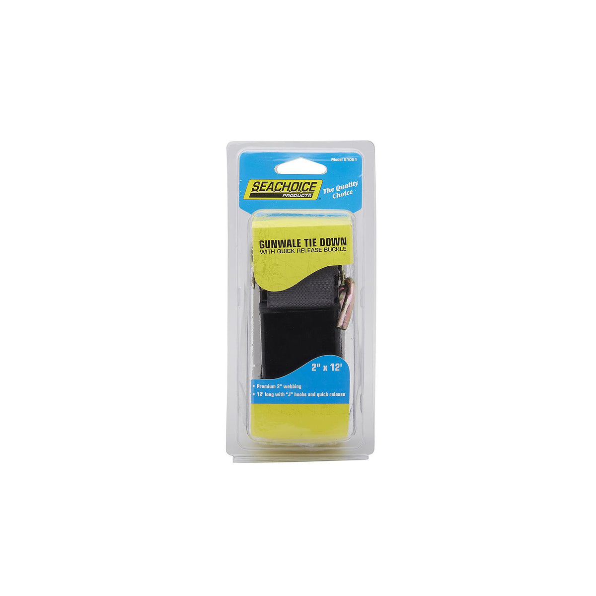 Premium Gunwale Trailer Tie Down Strap, Black, 2in x 12ft