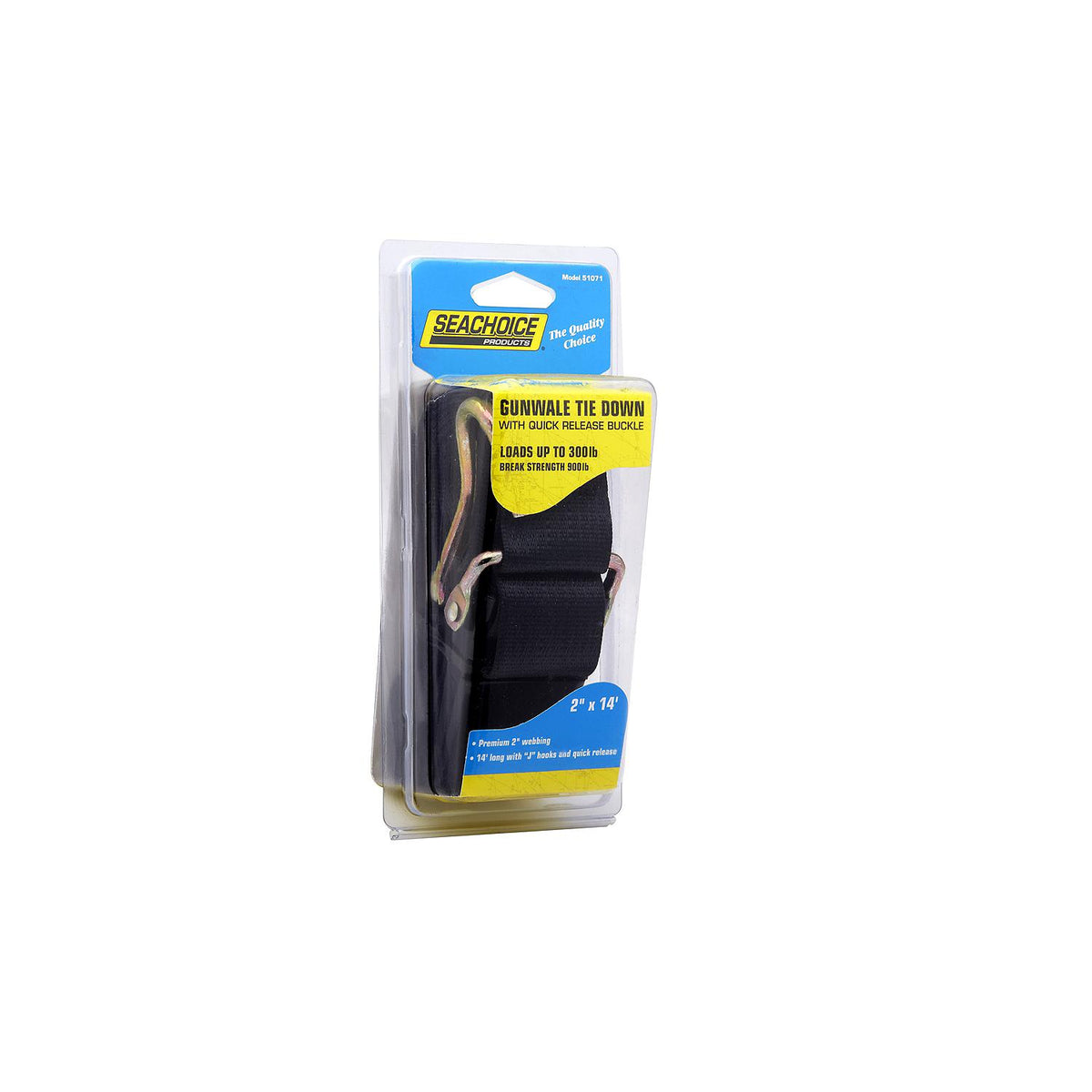 Premium Gunwale Trailer Tie Down Strap, Black, 2in x 14ft