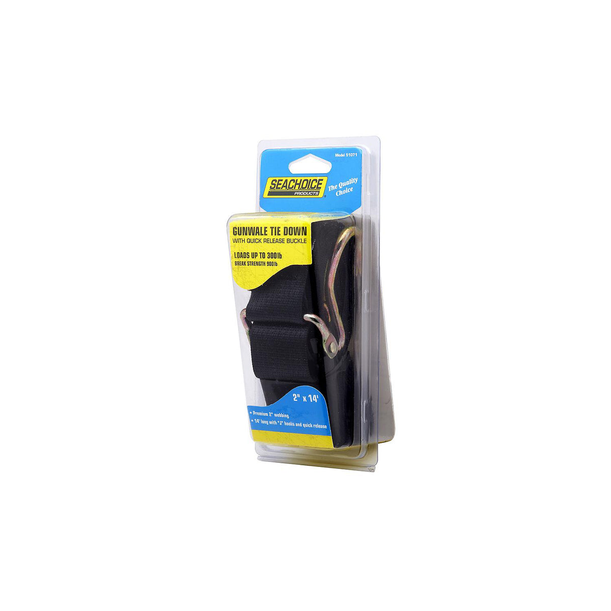 Premium Gunwale Trailer Tie Down Strap, Black, 2in x 14ft