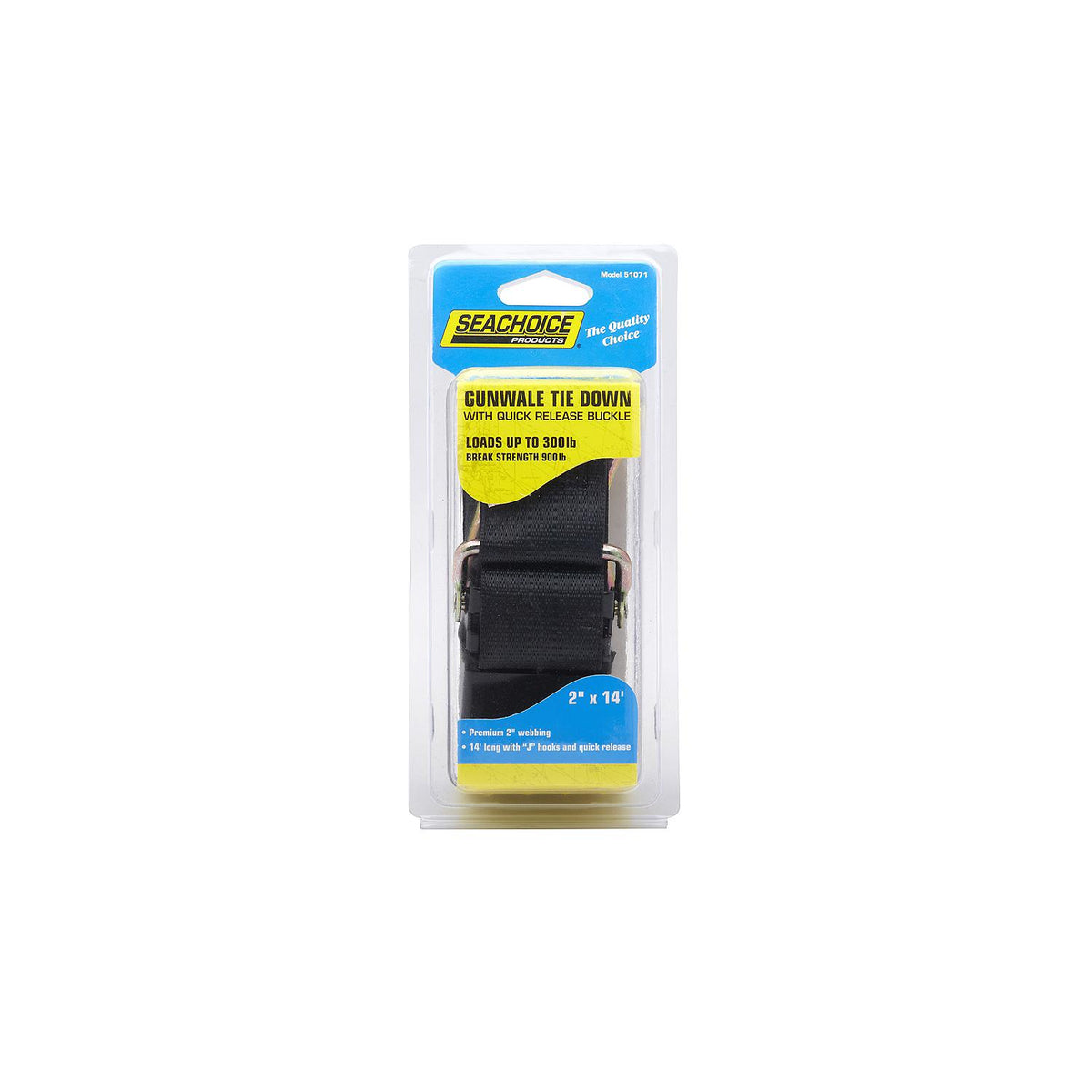 Premium Gunwale Trailer Tie Down Strap, Black, 2in x 14ft