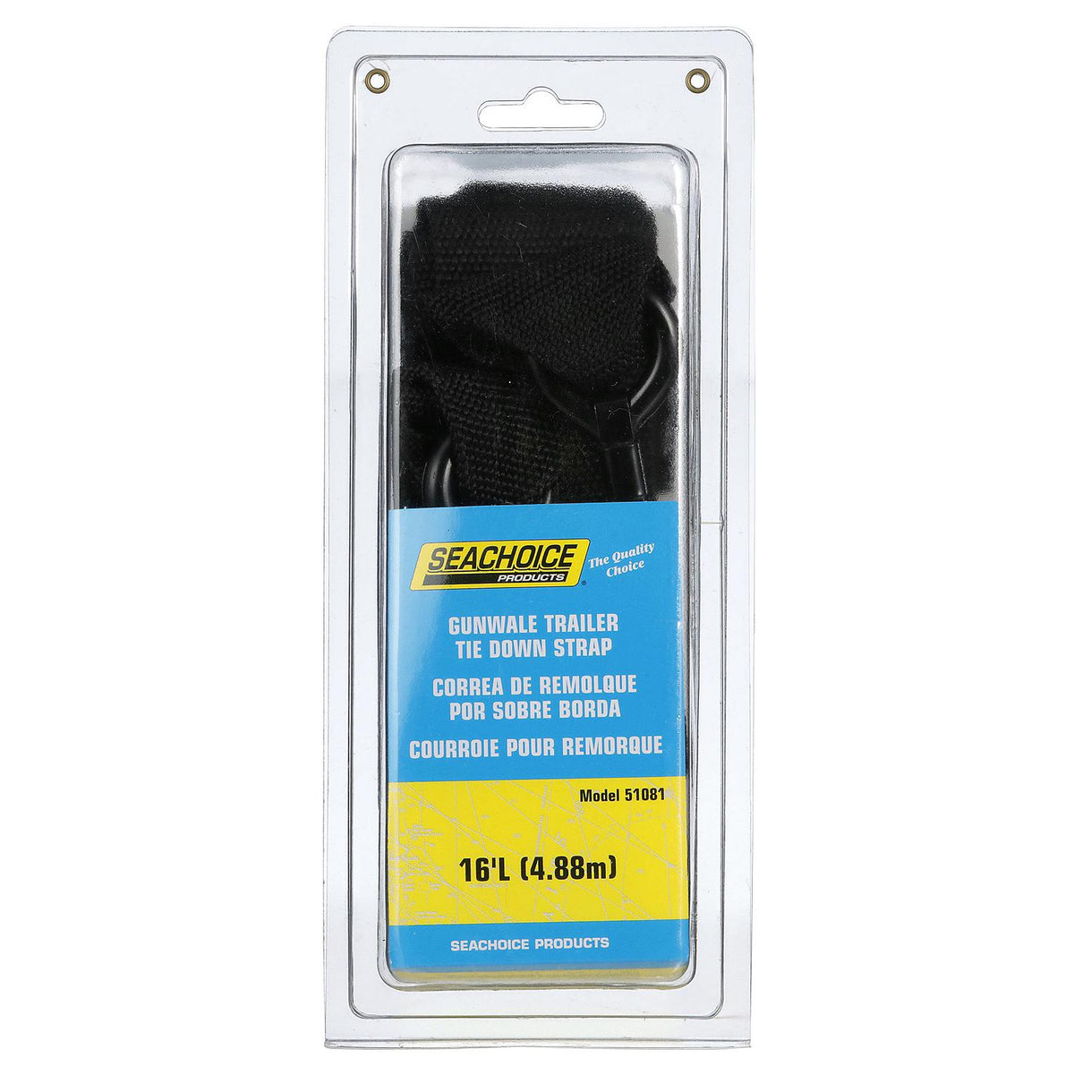 Gunwale Trailer Tie Down Strap, Black, 2in x 16ft