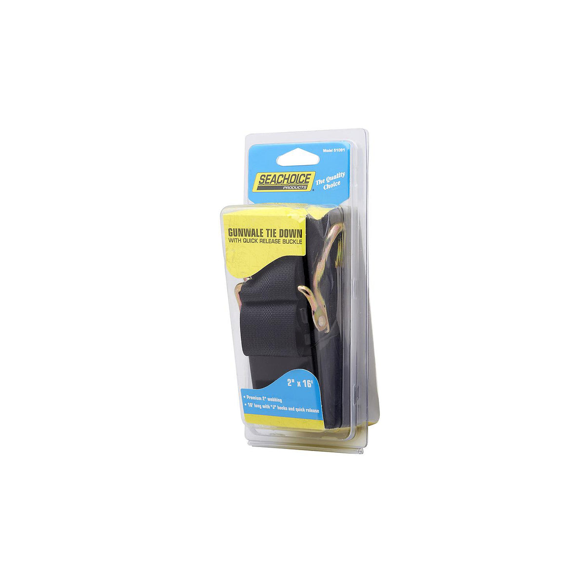 Premium Gunwale Trailer Tie Down Strap, Black, 2in x 16ft