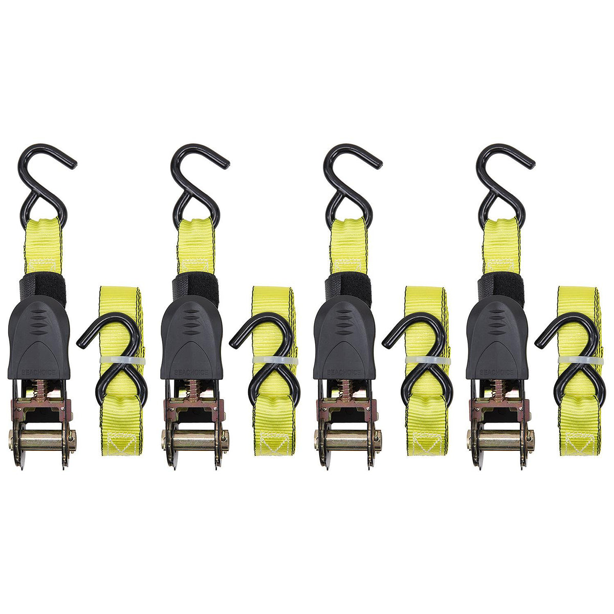 Ratchet Tie-Downs, 1inx 15ft,  4-Pack, 4/PK