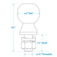 Chrome Plated Steel Trailer Coupler Ball, 2in x 3/4in x 1-1/2in