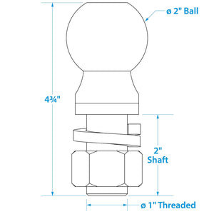 Chrome Plated Steel Trailer Coupler Ball, 2in x 1in x 2in