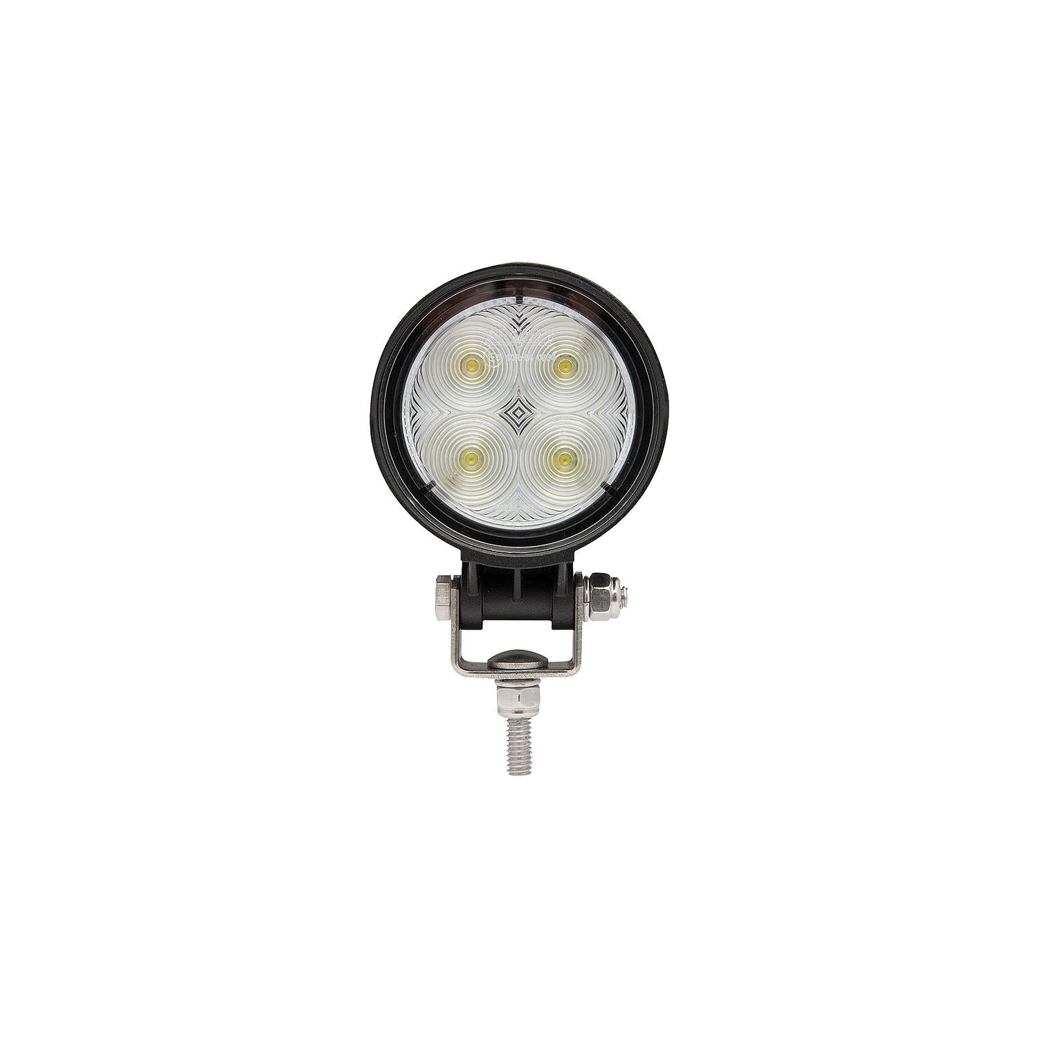 LED Flood Beam Round Work Light, 12/24V, Black Housing, 4 LEDs
