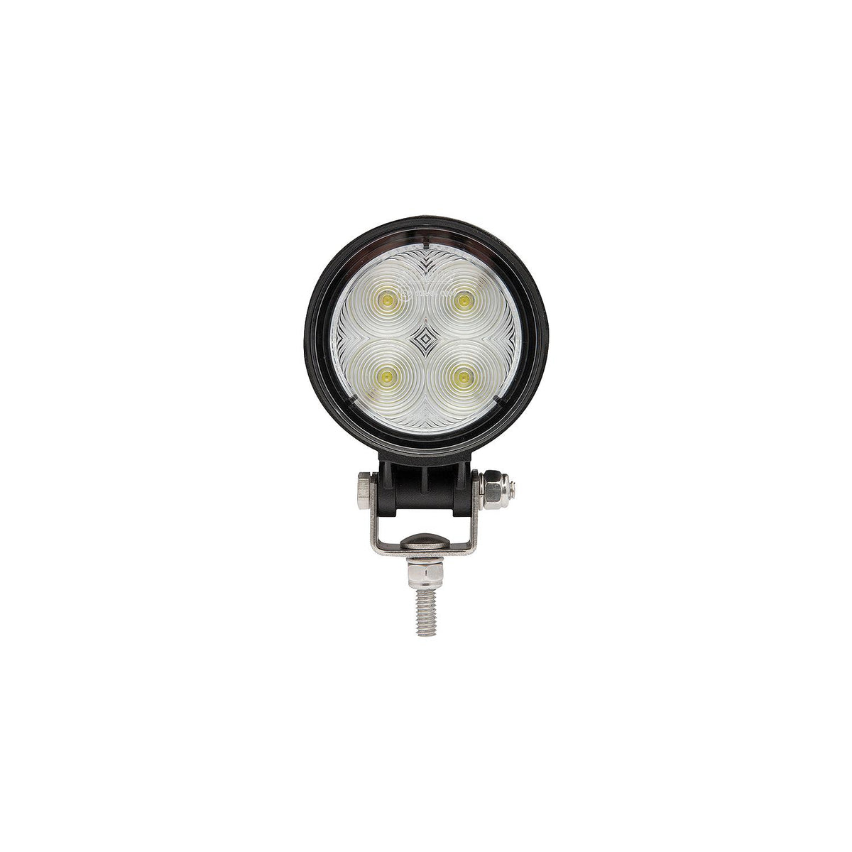 LED Flood Beam Round Work Light, 12/24V, Black Housing, 4 LEDs
