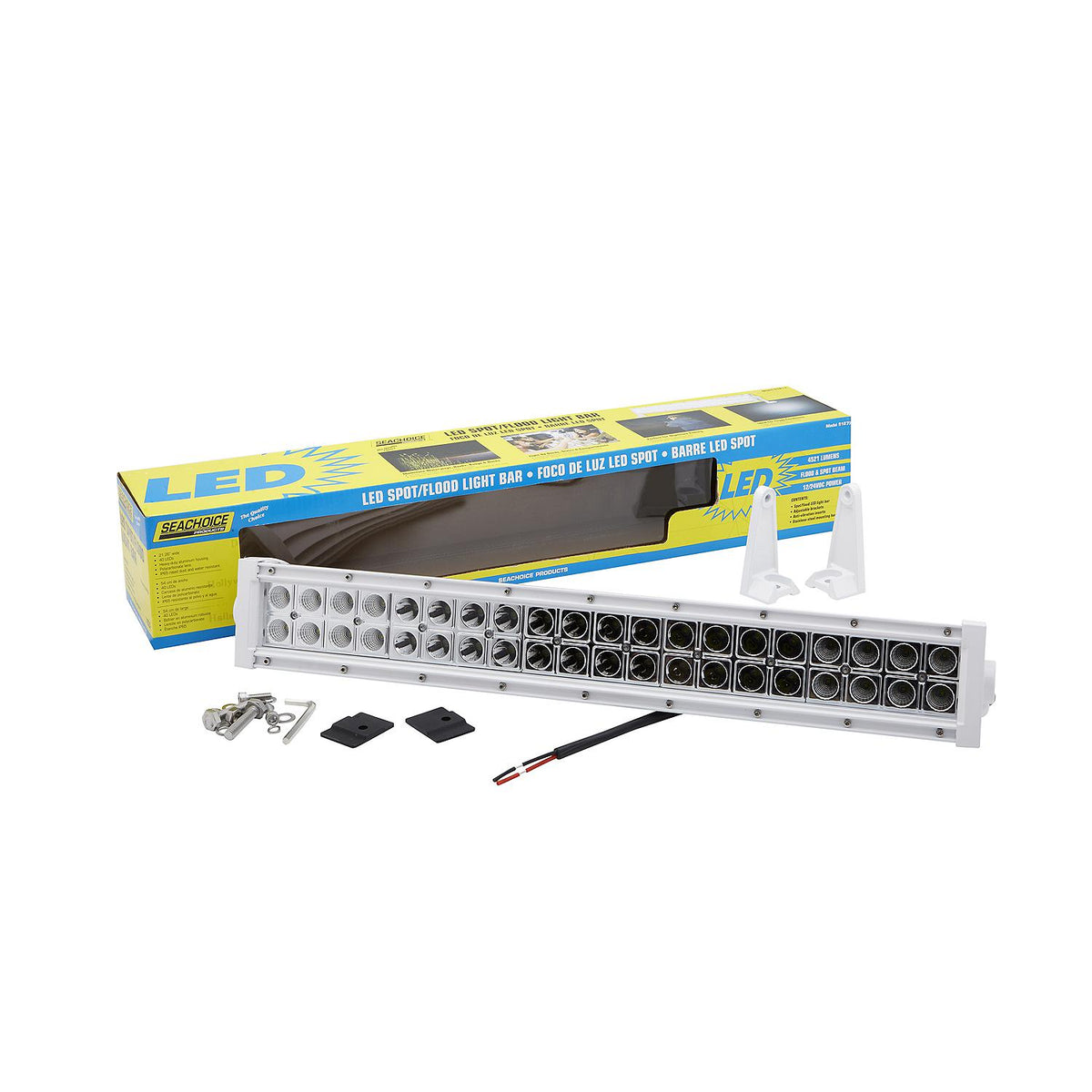 LED Spot/Flood Light Bar, Black Housing, 40 LEDs, 21.26in, 12/24V