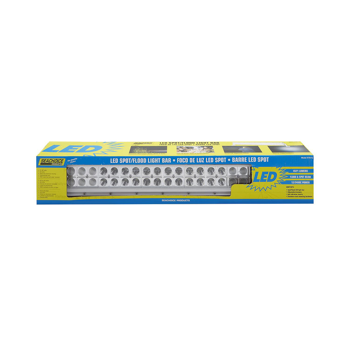 LED Spot/Flood Light Bar, Black Housing, 40 LEDs, 21.26in, 12/24V