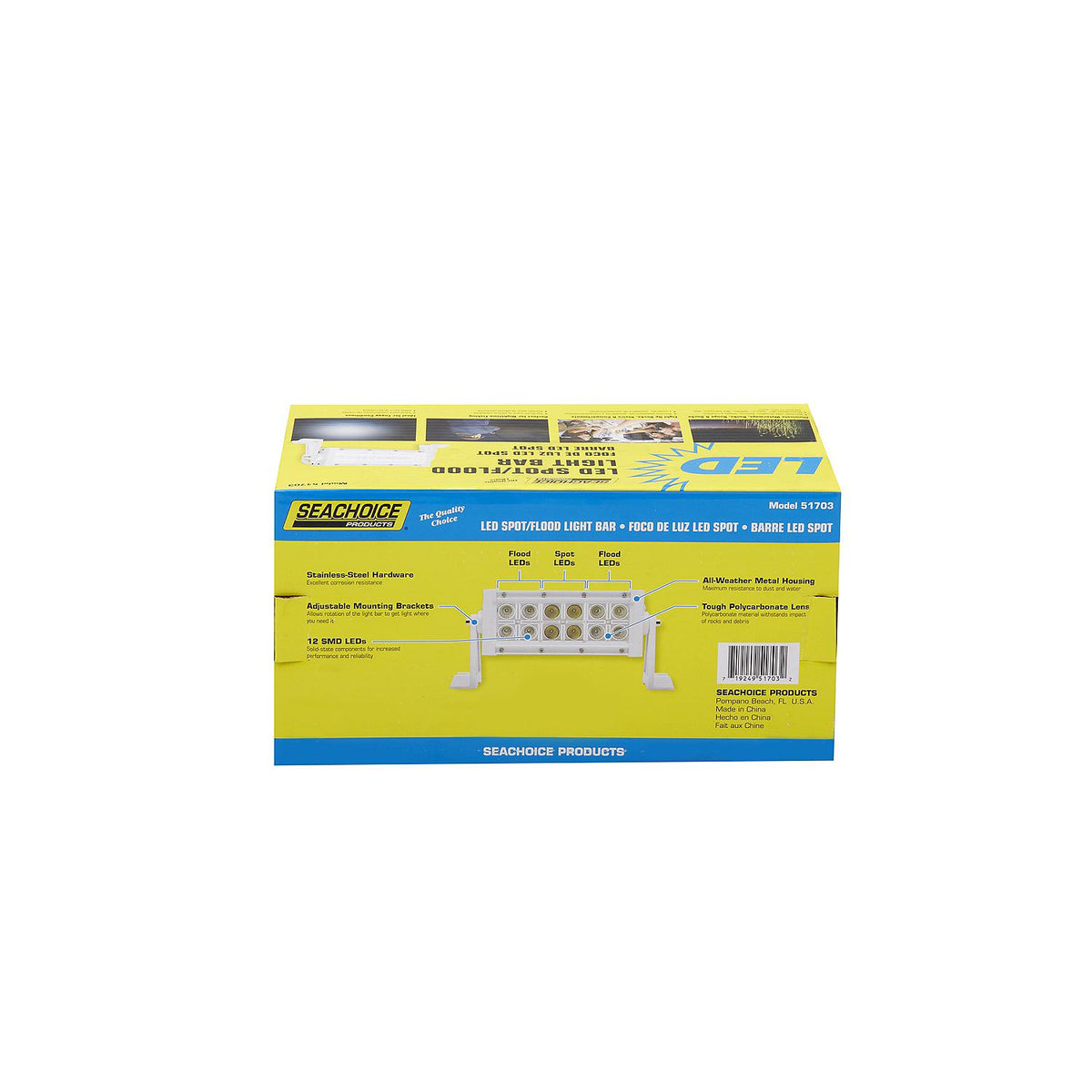 LED Spot/Flood Light Bar, White Housing, 12 LEDs, 7.25in, 12/24V