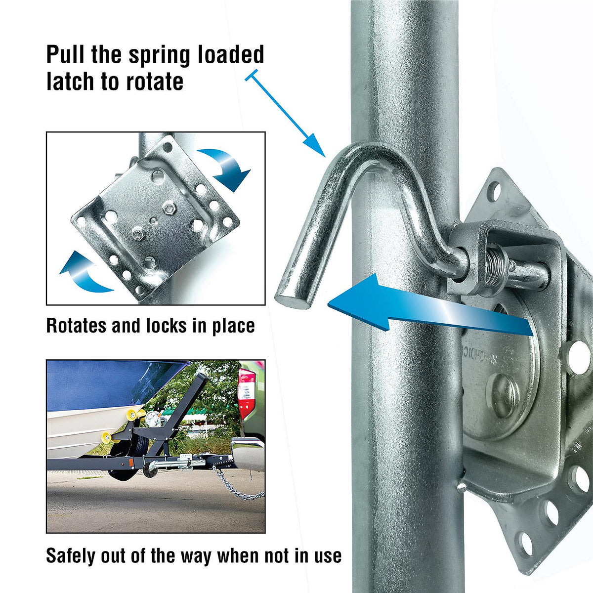 Foldup Boat Trailer Jack, 6in Wheel, 1,000 lbs Max Load