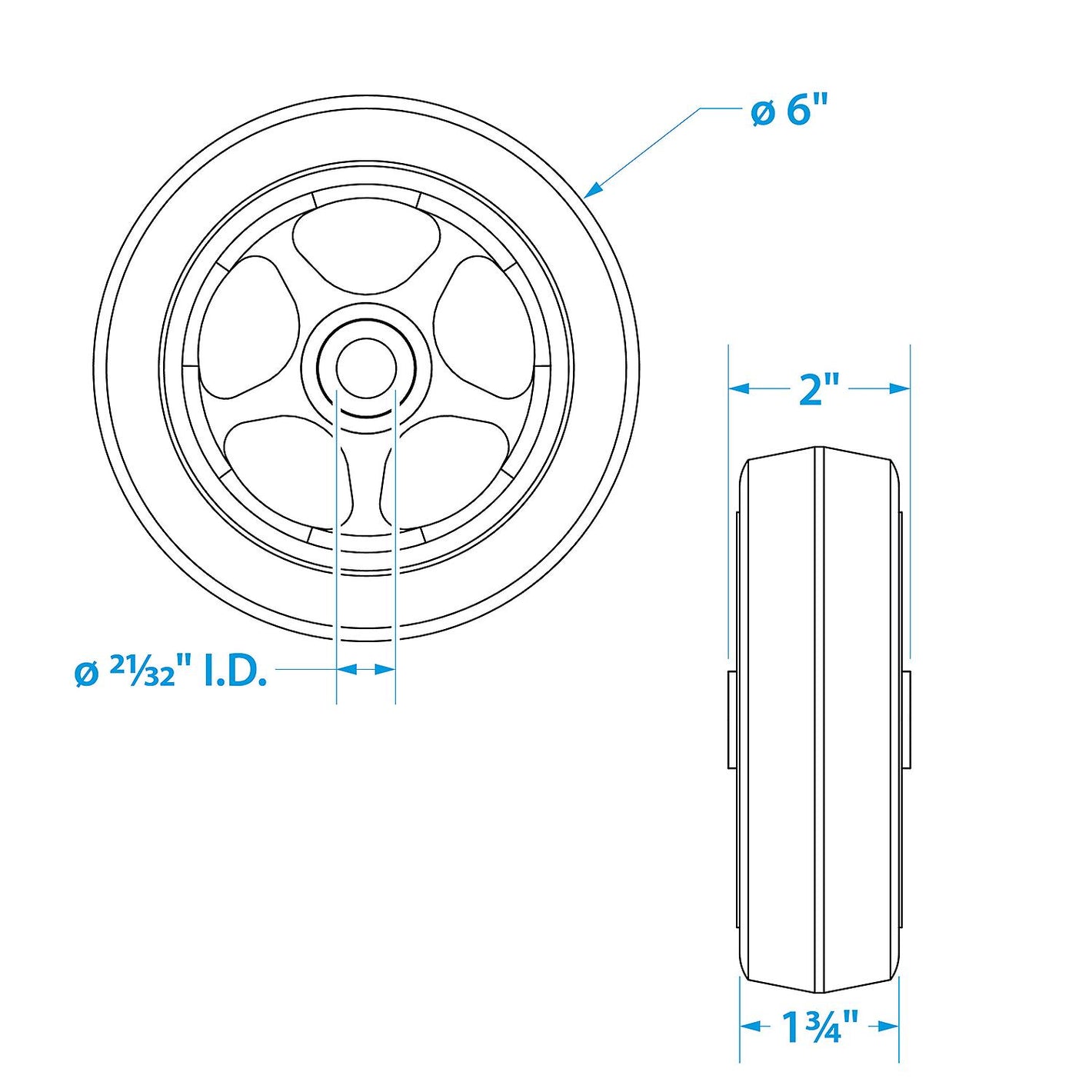Replacement Wheel Only for Trailer Jack, 6in